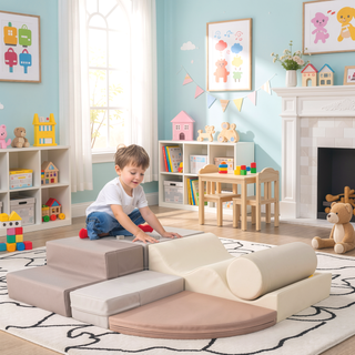 Sunvega Soft Climb and Crawl Foam Playset 6 in 1 with Stairs and Mats