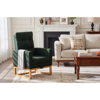 Sunvega Modern Upholstered Nursery Glider Rocking Chair with High Backrest and Side Pocket