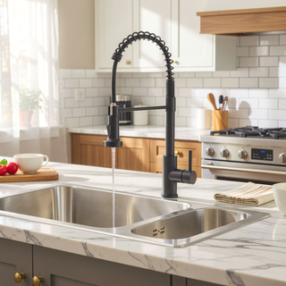 Sunvega Black and Nickel Gold Kitchen Faucet with Pull Out Sprayer