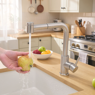 Sunvega Single Handle Kitchen Sink Faucet with Pull Out Sprayer and Deck Plate