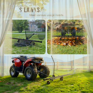 Sunvega Tow Behind Dethatcher with 24 Steel Tines for Efficient Lawn and Leaf Removal