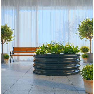 Sunvega 47.24 Inch Round Metal Raised Garden Bed for Vegetables Flowers and Herbs