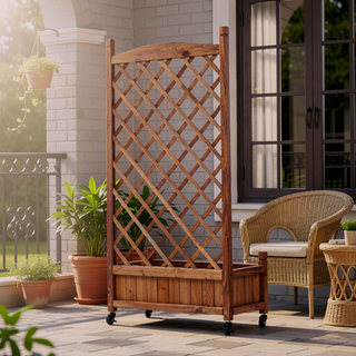 Sunvega Natural Solid Wood Raised Garden Bed with Legs for Outdoor Plants Flowers Fruits Vegetable Herb Growing