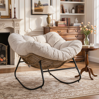 Sunvega Wicker Papasan Lounge Rocking Chair for Indoor and Outdoor Relaxation