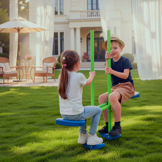 Sunvega Metal A-Frame Swing Set with Two Seats and Glider for Backyard Playground