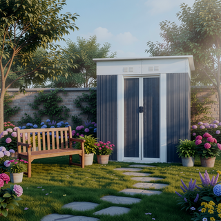 Sunvega Pent Roof Outdoor Storage Shed with Aluminum Alloy Frame and Sliding Door