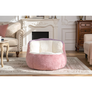 Sunvega Oversized Multicolor Faux Fur Bean Bag Chair with Shredded Sponge Filling
