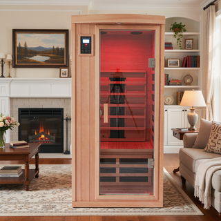 Sunvega Low EMF Outdoor Sauna for One Person with Tempered Glass Door