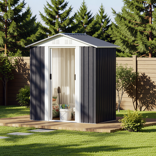 Sunvega Pent Roof Outdoor Storage Shed with Aluminum Alloy Frame and Sliding Door