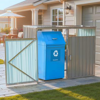 Sunvega Metal Garbage Bin Shed with Galvanized Steel for Outdoor Garden Storage