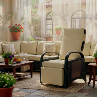 Sunvega Adjustable Backrest and Footrest Reclining Lounge Chair with Removable Cushion