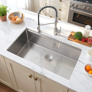 Sunvega Handcrafted 33x19 Inch Undermount Single Bowl Kitchen Sink Dark Gray