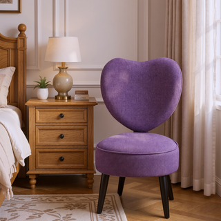Sunvega Purple Heart Shaped Office Chair with Adjustable Height and Swivel Castors