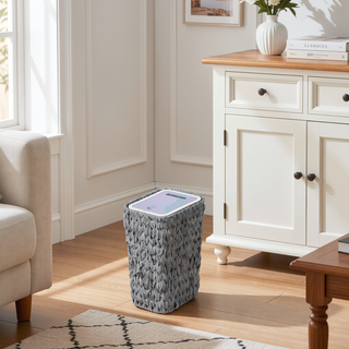 Sunvega 2.6 Gallon Slim Rattan Garbage Can with Odor Control Press Lid