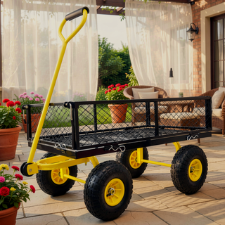Sunvega Garden Dump Cart with Inflatable Tires and Spacious Bed for Gardening Tasks