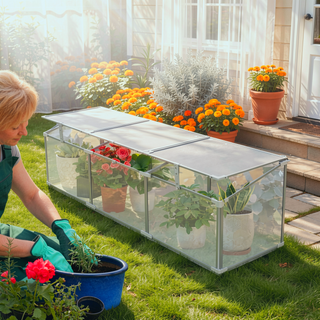 Sunvega Polycarbonate Greenhouse with Openable Top for Outdoor Plant Protection and Ventilation