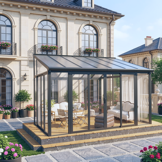 Sunvega All Season Sunroom with Aluminum Frame Polycarbonate Roof and Transparent PC Walls