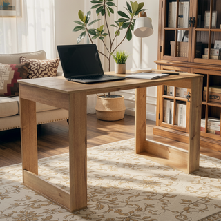 Sunvega Lacey Rectangle Computer Desk in Smokey Oak Finish with One Shelf