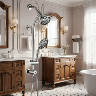 Sunvega No-Tool Installation 5 Inch Rain Shower & 7-Spray Handheld Combo with Slide Bar