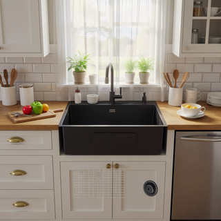 Sunvega 27x18 Inch Undermount Single Bowl Kitchen Sink in Gunmetal Black