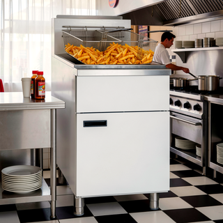 Sunvega Commercial 5-Burner Natural Gas Deep Fryer with 150,000 BTU/h and Adjustable Thermostat