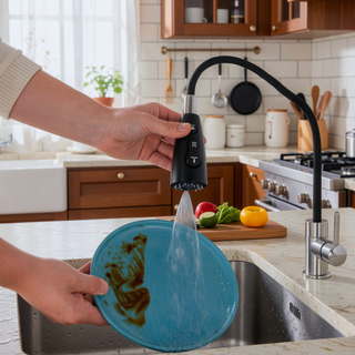 Sunvega Single Handle Stainless Steel Kitchen Sink Faucet with Pull Down Sprayer