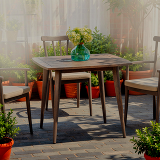 Sunvega Gray Acacia Wood Outdoor Square Table with Toothpick Leg Design