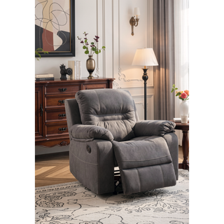 Sunvega Contemporary Slate Blue Breathable Leatherette Motion Recliner Chair with Extra Padding