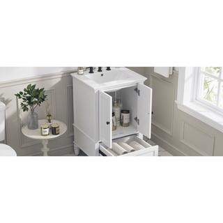 Sunvega 20 Inch Black Bathroom Vanity with Ceramic Sink and Storage Cabinet