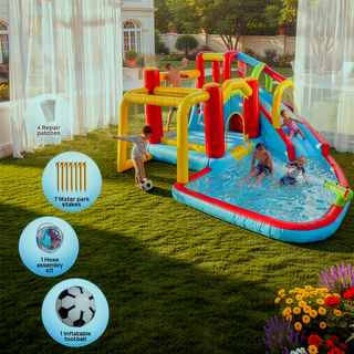 Sunvega 7 in 1 Inflatable Slide Water Park Bouncer with Splash Pool and Water Gun