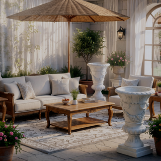 Sunvega Light Grey MGO Garden Urn with Drainage Hole and Stopper
