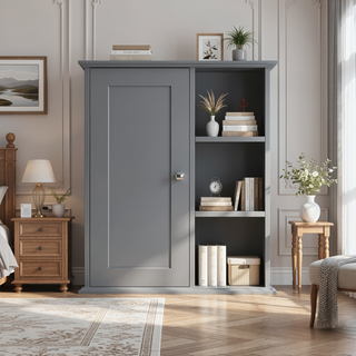 Sunvega Grey MDF Bathroom Wall Cabinet with Soft-Closing Hinges for Storage