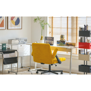 Sunvega Orange Criss Cross Armrest Office Chair with Wheels for Home Office