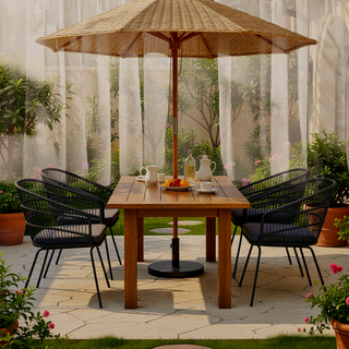 Sunvega Transitional Polyethylene Rattan Dining Chairs with Water-Resistant Cushions