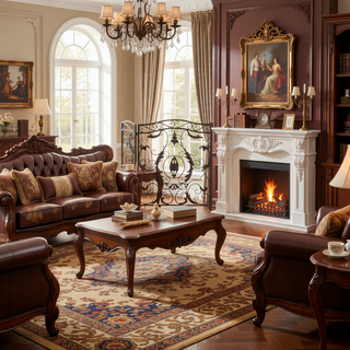 Sunvega Traditional Iron Fireplace Screen with Three-Panel Design and Floral Accents