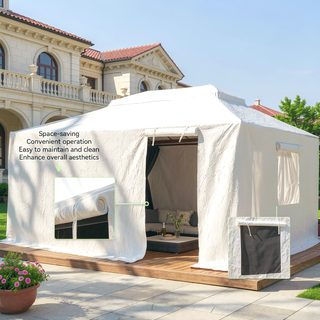 Sunvega Universal Winter Gazebo Cover with Sidewalls and Mesh Windows Waterproof