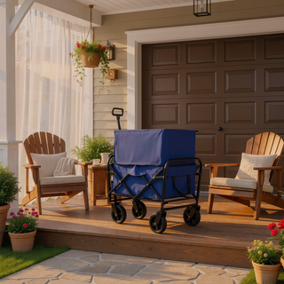 Sunvega Foldable Collapsible Wagon Cart with Extention Dual-Layer Design All-Terrain Wheels
