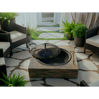 Sunvega Outdoor Wood-Burning Fire Pit with Durable Wood Grain Composite Design