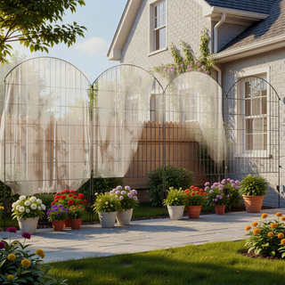 Sunvega Decorative Garden Fence 4 Pack Steel Panels Animal Barrier for Yard