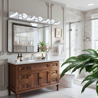 Sunvega Modern 7-Light LED Vanity Fixture with Acrylic Shades and Chrome Finish