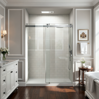 Sunvega Soft-Closing Single Sliding Frameless Shower Door 56-60" W x 76" H