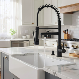 Sunvega Single Handle Pull Down Sprayer Kitchen Faucet with Spring Neck Matte Black