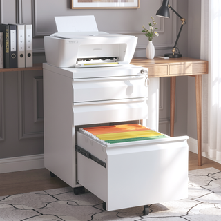 Sunvega 3-Drawer Mobile Metal Filing Cabinet with Lock for Legal Letter Size