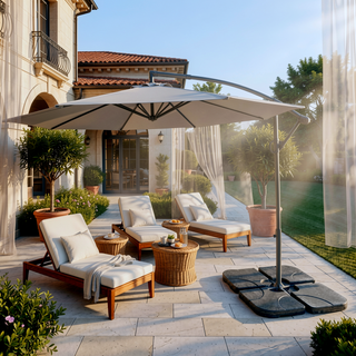 Sunvega Banana Shaped 10ft Offset Patio Umbrella with Easy Tilt Adjustment and Crank