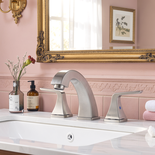Sunvega Widespread Two Handle Bathroom Faucet with Pop Up Drain Brushed Nickel