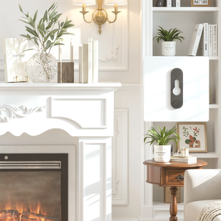 Sunvega Freestanding Fireplace Mantel with Baroque Design and Storage Columns