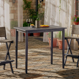Sunvega Minimalist Acacia Wood Outdoor Bar Table with Dark Gray Finish
