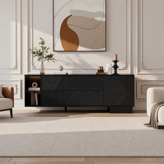 Sunvega Modern TV Stand with Storage Cabinets and Drawers for TVs up to 75 Inches