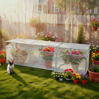 Sunvega Polycarbonate Greenhouse with Openable Top for Outdoor Plant Protection and Ventilation