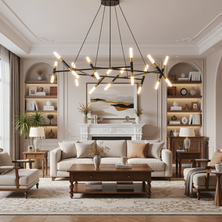 Sunvega Gold Modern Chandelier Light Fixture with Frosted Tubes and Adjustable Height